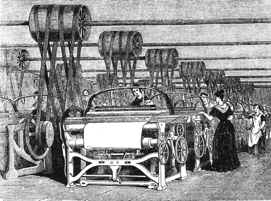 The invention of power looms at the time of the Industrial Revolution dramatically increased the productivity of the textile industry.