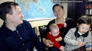 Robert Kelly and his wife, Kim Jung-A, said they were mortified at first but found the video funny "like everybody else".