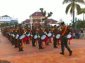 Indonesia army show off their band performances for celebrate Indonesia Independence Day on August 17,2012 in Batam, Indonesia