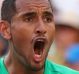 Nick Kyrgios of Australia celebrates match point against Alexander Zverev of German.