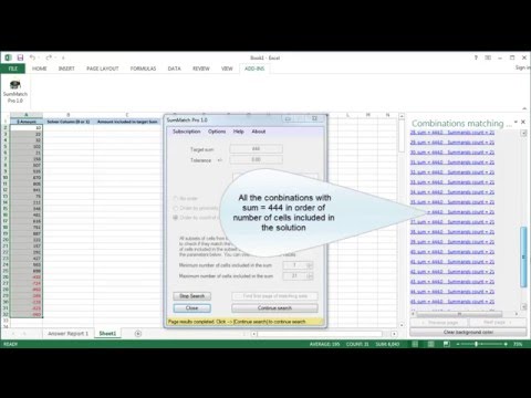 Use Solver and SumMatch to find numbers than add up to your target sum