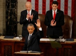 U.S. President Barack Obama waves at the conclusion of his State of the Union address to a joint session of Congress in Washington, January 12, 2016