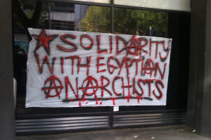 Solidarity with Egyptian Anarchists banner