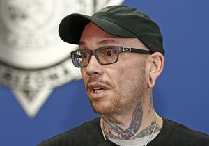 Thomas Yoxall, the man who fatally shot a suspect beating an Arizona state trooper, explains how he killed Leonard Pennelas-Escobar who was beating Trooper Edward Andersson "in a savage way", during a news conference at the Department of Public Safety, Tuesday, Jan. 24, 2017, in Phoenix.