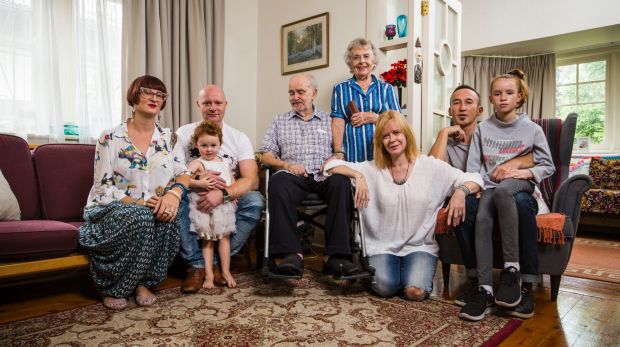 James Bradley (centre) with his extended family.