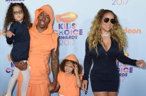 Nick Cannon, Mariah Carey, and their twins Monroe and Moroccan, five, at the Kids' Choice Awards on Saturday in LA.