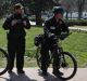 US Secret Service officers stand in the cordoned off Lafayette Park after a security incident near the fence of the ...