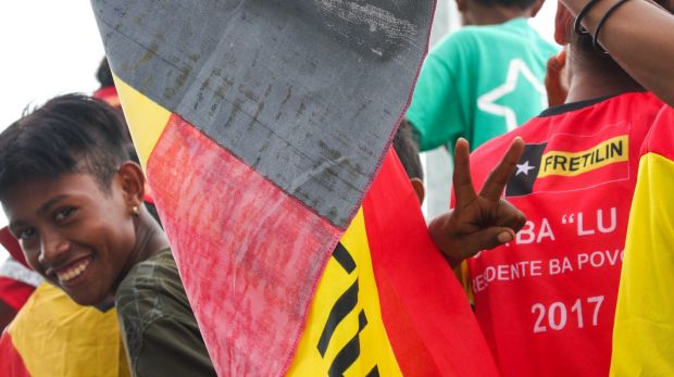 Supporters of Fretilin and its leader Francisco "Lu-Olo" Guterres at their closing campaign rally in Dili on Friday.