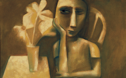 Charles Blackman, Girl with Flowers 1956, oil on paper on composition board, 99.5 x 136.5 cm, Heide Museum of Modern Art, Melbourne, Bequest of John and Sunday Reed 1982, © Charles Blackman