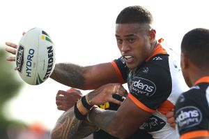 Taking his chance: Wests Tigers' Michael Chee Kam.