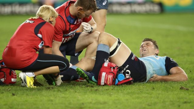 Sidelined: Jack Dempsey could be out for up to three months after hurting his foot in the Waratahs' loss to the Brumbies.
