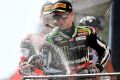 Jonathan Rea of Great Britain celebrates after winning race two.