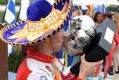 Meeke kisses his Mexico WRC trophy - and thanks his lucky stars.