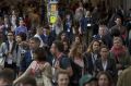 Attendees wait at the 2017 South By Southwest (SXSW) Interactive Festival in Austin.