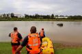 The NSW SES Parramatta unit retrieved an abandoned car from flood waters on Tuesday.