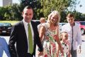 WA Premier-elect Mark McGowan arrives at the state's swearing in ceremony with his family.