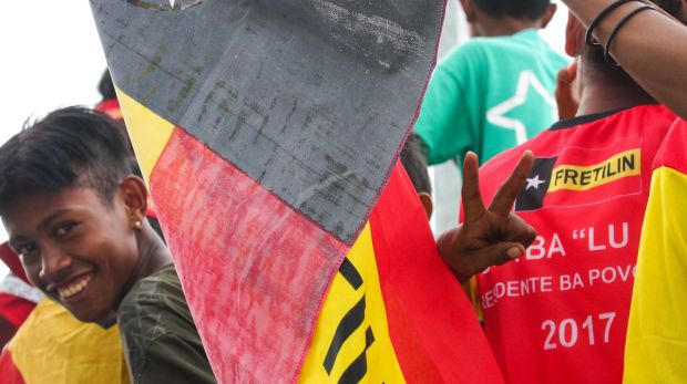 Supporters of Fretilin and its leader Francisco "Lu-Olo" Guterres at their closing campaign rally in Dili on Friday.