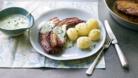 Pork belly with parsley sauce and lovage potatoes