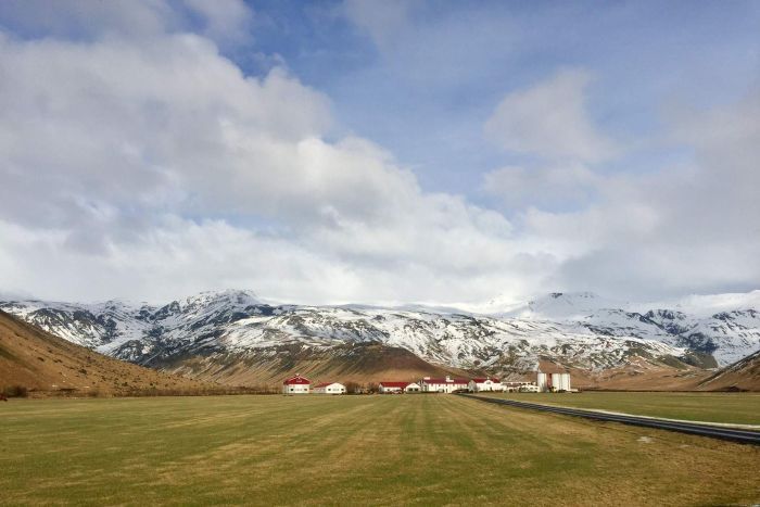 Town below Eyafjalla