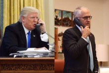 Donald Trump and Malcolm Turnbull on the phone (AP/Prime Minister's Office)