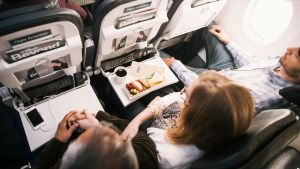 Seating on an Alaska Airlines Boeing 737 is comfortable if a little squeezed for width.