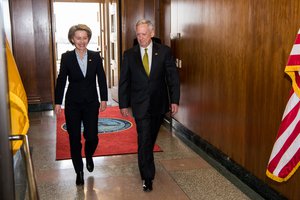 Secretary of Defense Jim Mattis meets with Ursula von der Leyen, Germany’s defense minister, at the Pentagon in Washington, D.C., Feb. 10, 2017