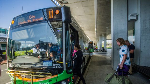 Canberra Airport's new public bus service started on Monday morning.