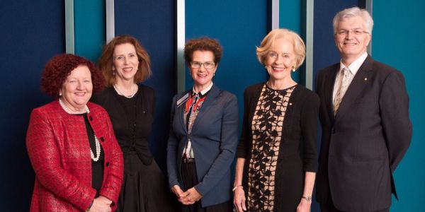 Provost Professor Margaret Sheil, Professor Margaret Gardner AO, Mrs Carol Schwartz AM, Dame Quentin Bryce AD CVO, and Vice-Chancellor Professor Glyn Davis