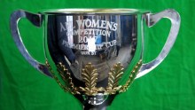 The winners cup at the new Women's AFL league competition launch in Melbourne on February 1, 2017.