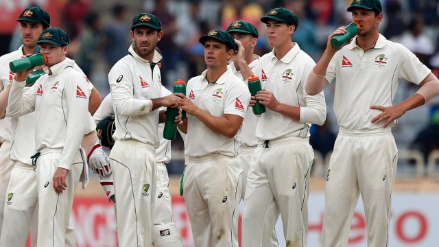 Frustration: Australian players watch another failed review.