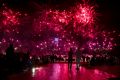 Crowds line Lake Burley Griffin to watch the fireworks as part of Skyfire 2017. 