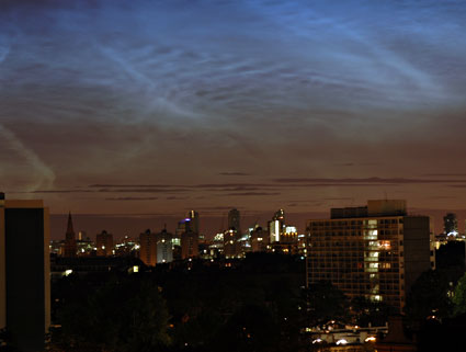 Noctilucent clouds or night-shining clouds, London sighting, June 2006