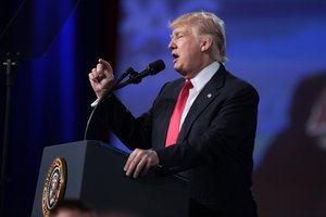 President of the United States Donald Trump speaking at the 2017 Conservative Political Action Conference