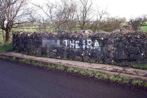 Graffitti at the Dark Hedges.