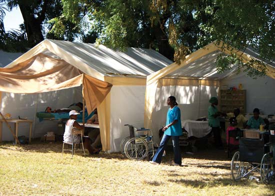 Hospital Cardinal Leger, a tent hospital outside Léogâne, Haiti, after the 2010 earthquake.