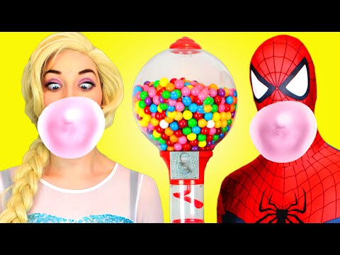 Spiderman & Frozen Elsa vs Joker! w/ Pink Spidergirl Anna & Batman! Superhero Fun in Real Life :)