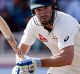 Australia's Shaun Marsh plays a shot during the fifth day of their third test cricket match against India in Ranchi, ...