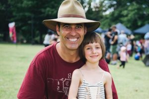 Jeremy and Talia Stringer, 5, of Deakin.