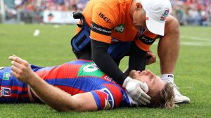 Brendan Elliot was motionless after receiving a head knock against the Rabbitohs.