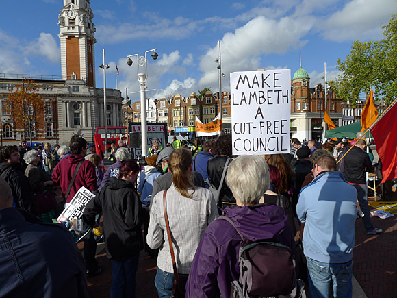 Brixton, Protest the Cuts rally and march, Windrush Square, Brixton, London, Saturday 30th October 2010