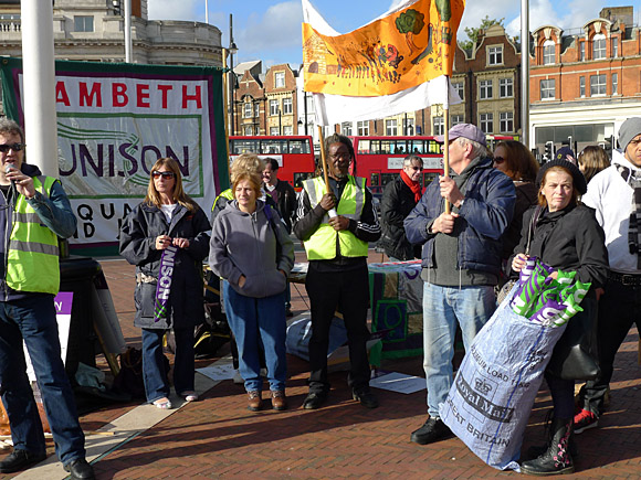 Brixton, Protest the Cuts rally and march, Windrush Square, Brixton, London, Saturday 30th October 2010