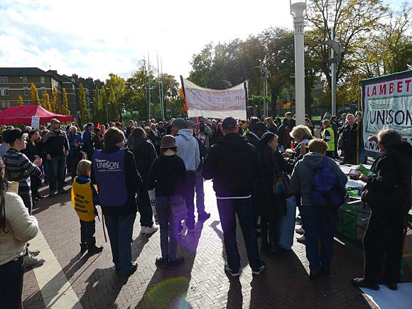 Brixton, Protest the Cuts rally and march, Windrush Square, Brixton, London, Saturday 30th October 2010