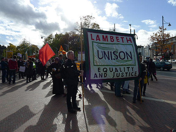 Brixton, Protest the Cuts rally and march, Windrush Square, Brixton, London, Saturday 30th October 2010