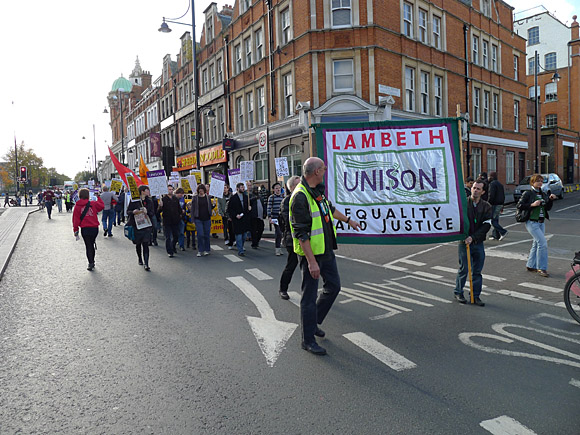 Brixton, Protest the Cuts rally and march, Windrush Square, Brixton, London, Saturday 30th October 2010