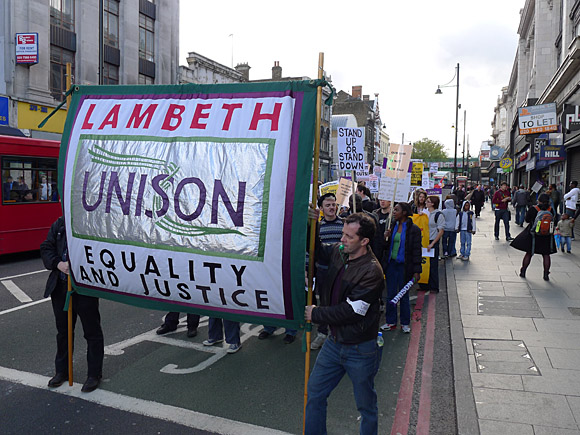 Brixton, Protest the Cuts rally and march, Windrush Square, Brixton, London, Saturday 30th October 2010