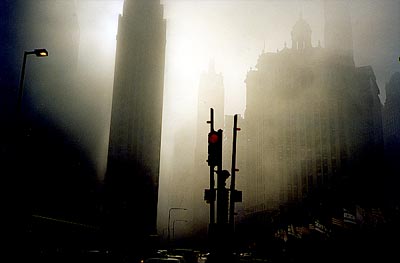 Skyscrapers and fog