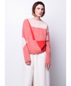 Mossaik Boat Neck Pullover Blood Orange/Birch Wood