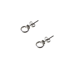 Mini Cube Hoop Stud Earrings in Sterling Silver
