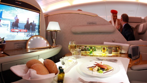 Dinner is served in first class.