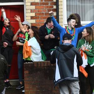 Pacemaker Press 17/3/2017
Police and student Safety representatives in the Holylands area of Belfast for St Patrick's day on Friday.
Pic Colm Lenaghan/Pacemaker